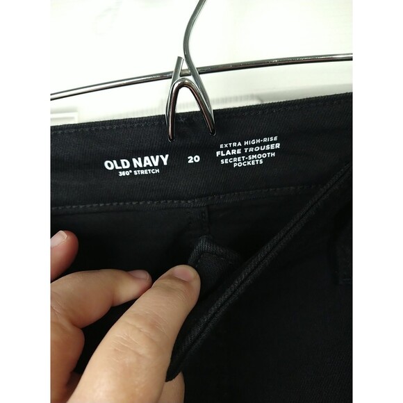 Old Navy Woman 20 Xtra High Rise Flare Trouser Black Jeans 360 Stretch NWT Norm - Picture 6 of 10